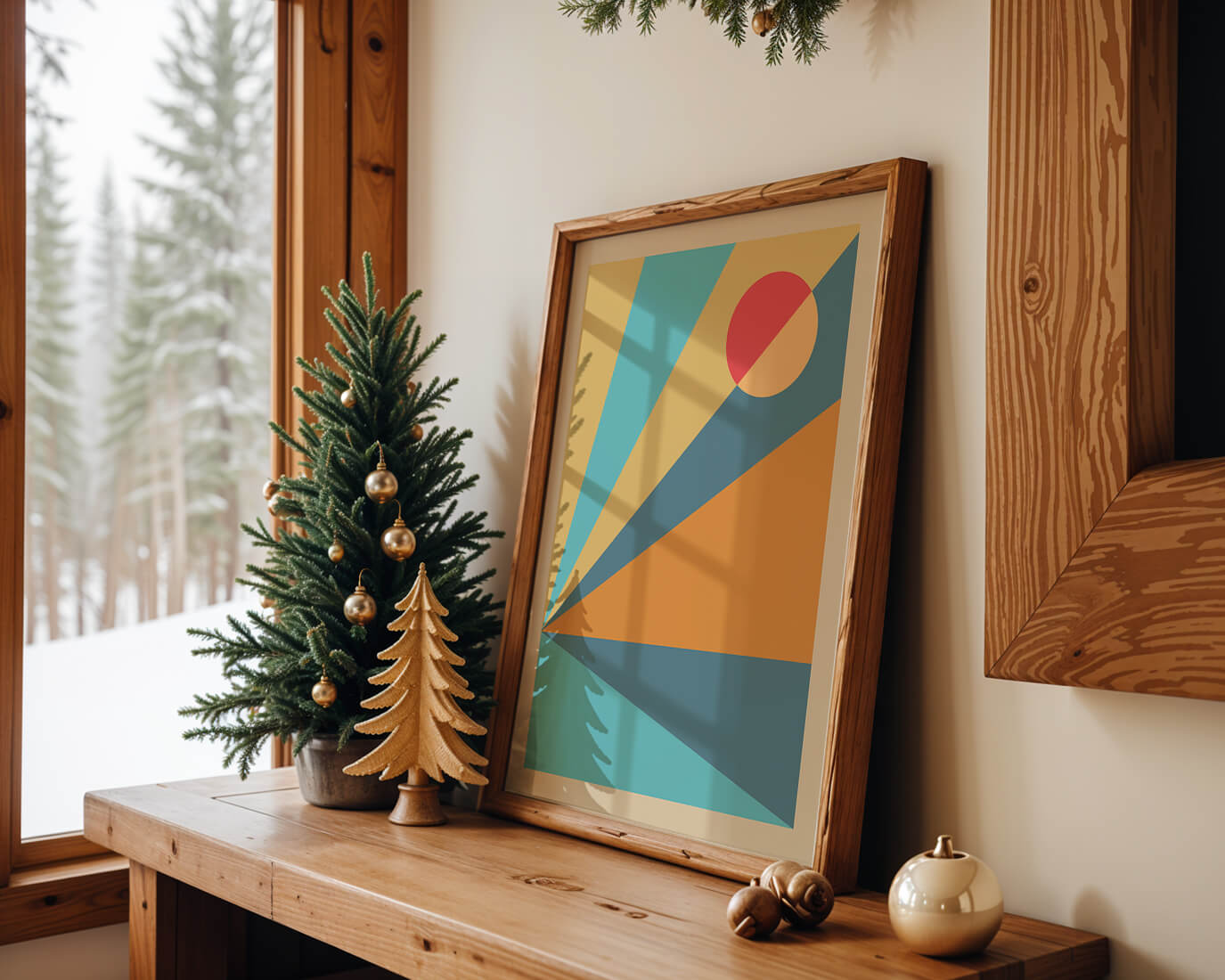 Geometric Abstract Art with Bold Colors and Circles