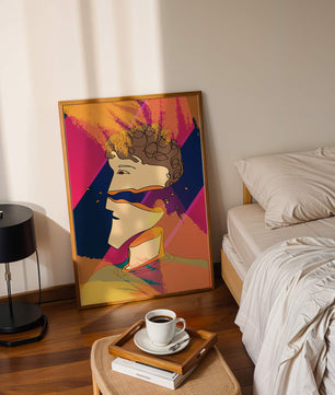 Colorful Abstract Portrait with Geometric and Golden Elements - Mi tienda