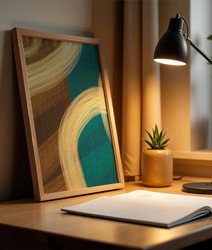 Abstract art with flowing brushstrokes and textured color contrast