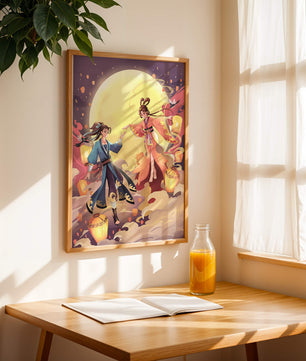 Scène de fantaisie élégante au clair de lune avec tenue traditionnelle