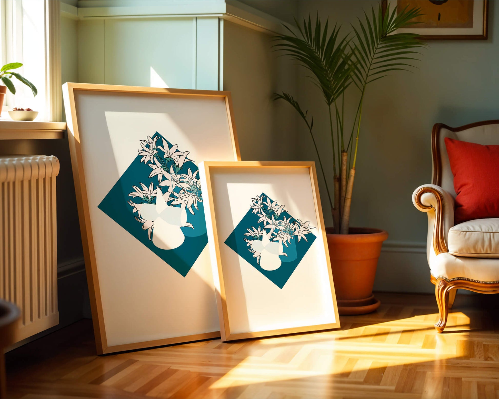 Modern Floral Design with Geometric Elements