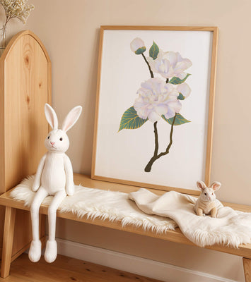 Delicate blooming flowers with lush leaves in elegant design