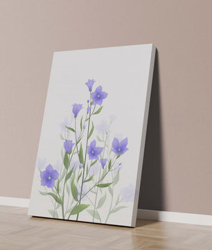 Elegant pastel blue flowers with green leaves on a white background