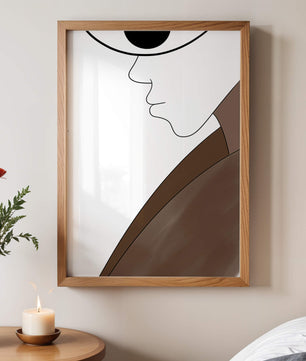 Abstract Portrait with Minimalist Lines and Brown Tones - Mi tienda