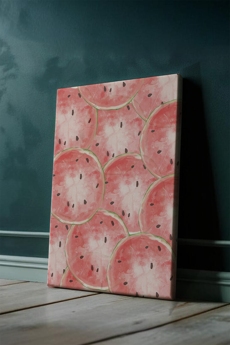 Watercolor watermelon slice pattern full of vibrant summer vibes