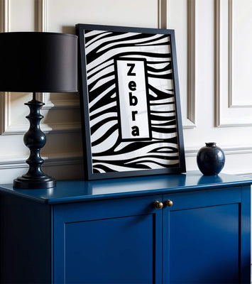 Elegant zebra print design with bold text accent