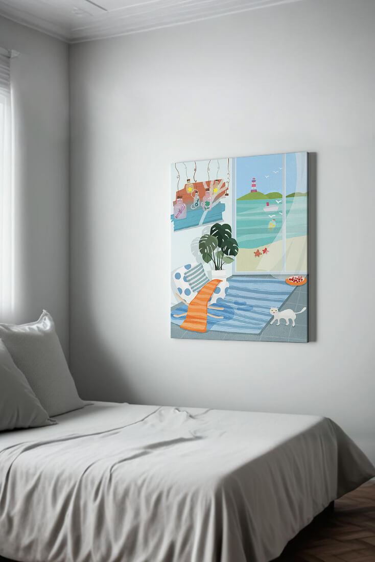 Cozy Room with Sea View and Lighthouse through the Window