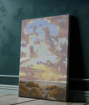 Paisaje sereno con cielo matutino y campos abiertos