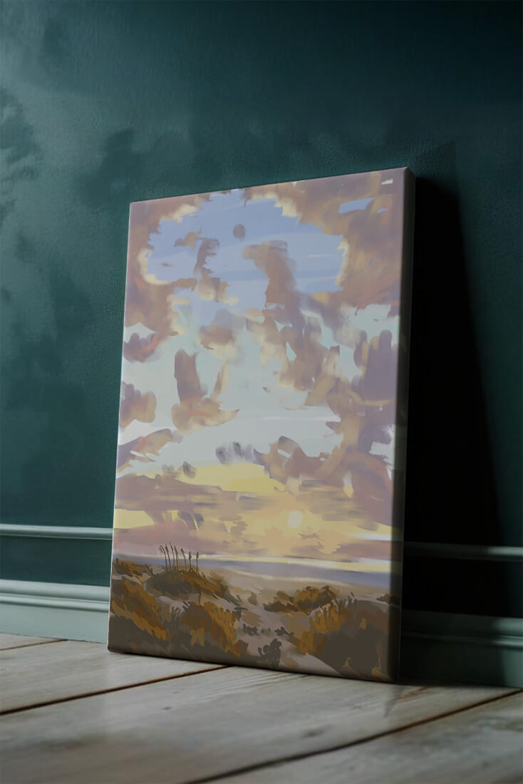 Serene landscape with morning sky and open fields