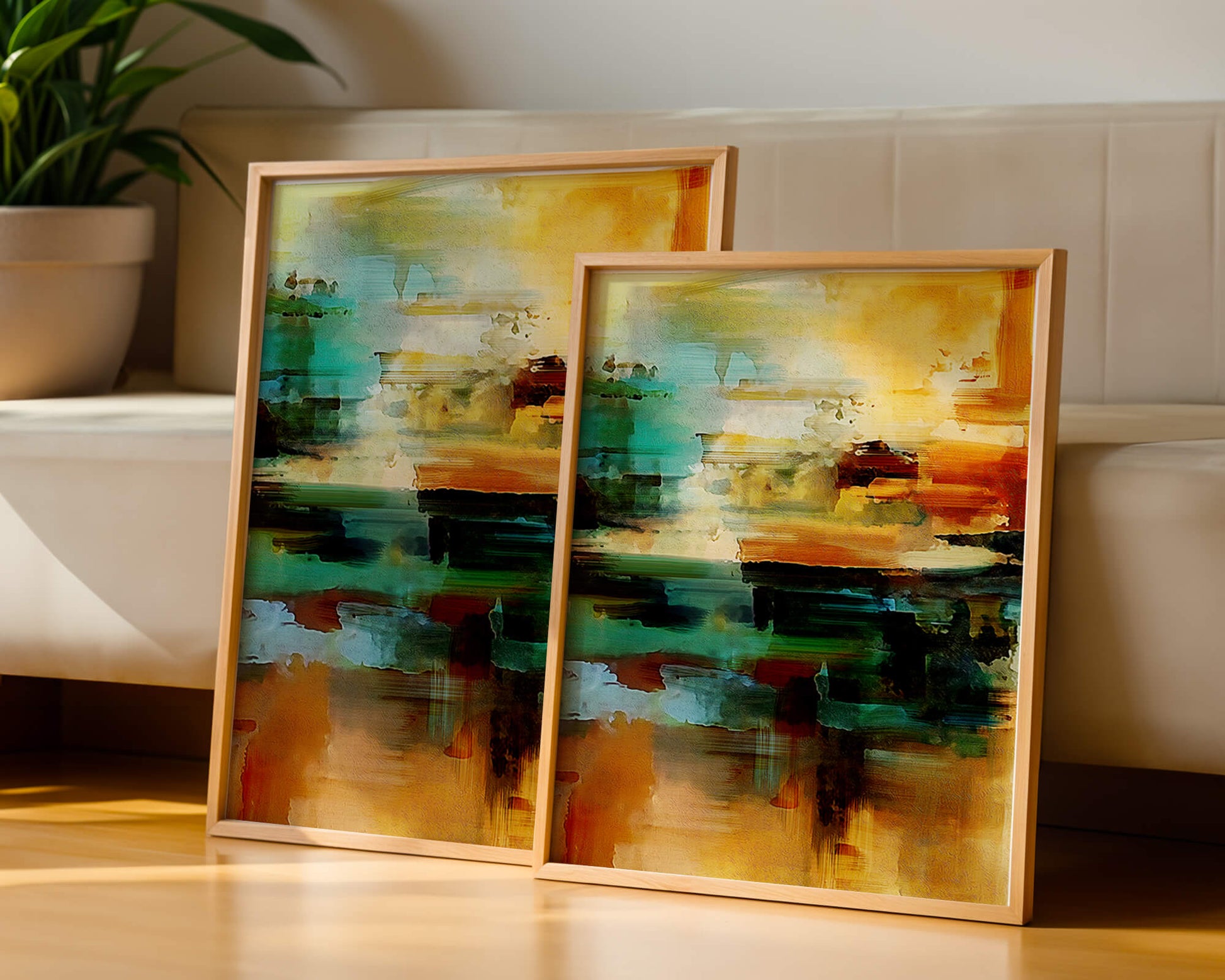 Abstract Landscape with Vivid Colors and Dynamic Brushstrokes