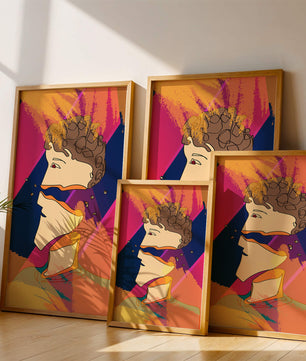 Colorful Abstract Portrait with Geometric and Golden Elements - Mi tienda