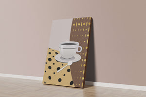 Contemporary Coffee Art with Geometric Patterns and Gold Accents - Mi tienda
