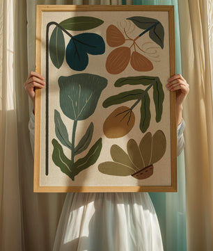 Botanical illustration with earthy and muted colors