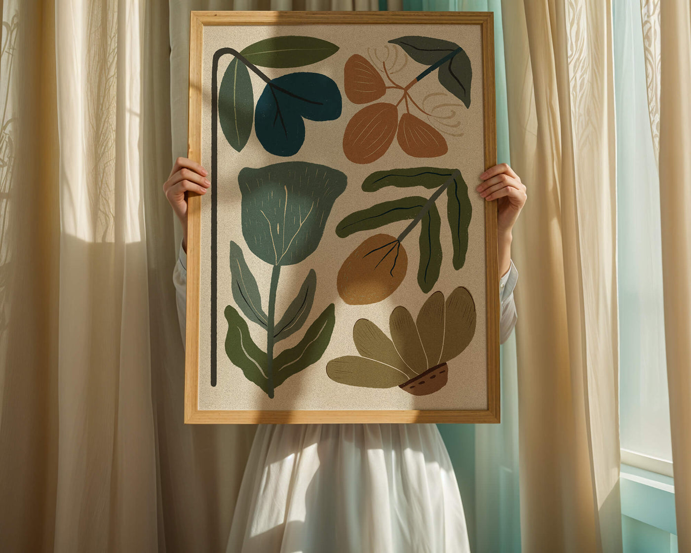 Botanical illustration with earthy and muted colors
