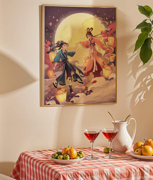 Scène de fantaisie élégante au clair de lune avec tenue traditionnelle
