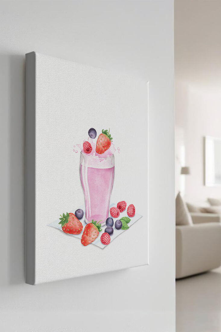 Refreshing berry smoothie with fresh strawberries and blueberries
