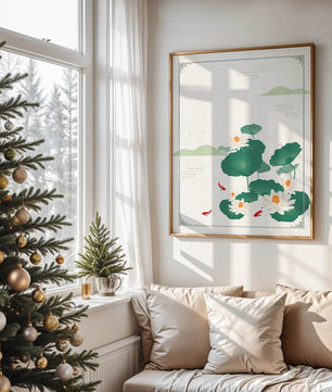 Elegante Lotus- und Koi-Fisch-Illustration mit orientalischen Designelementen