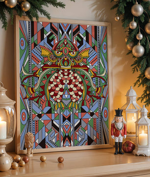 Colorful Geometric Pattern with Symmetrical Design and Abstract Motif