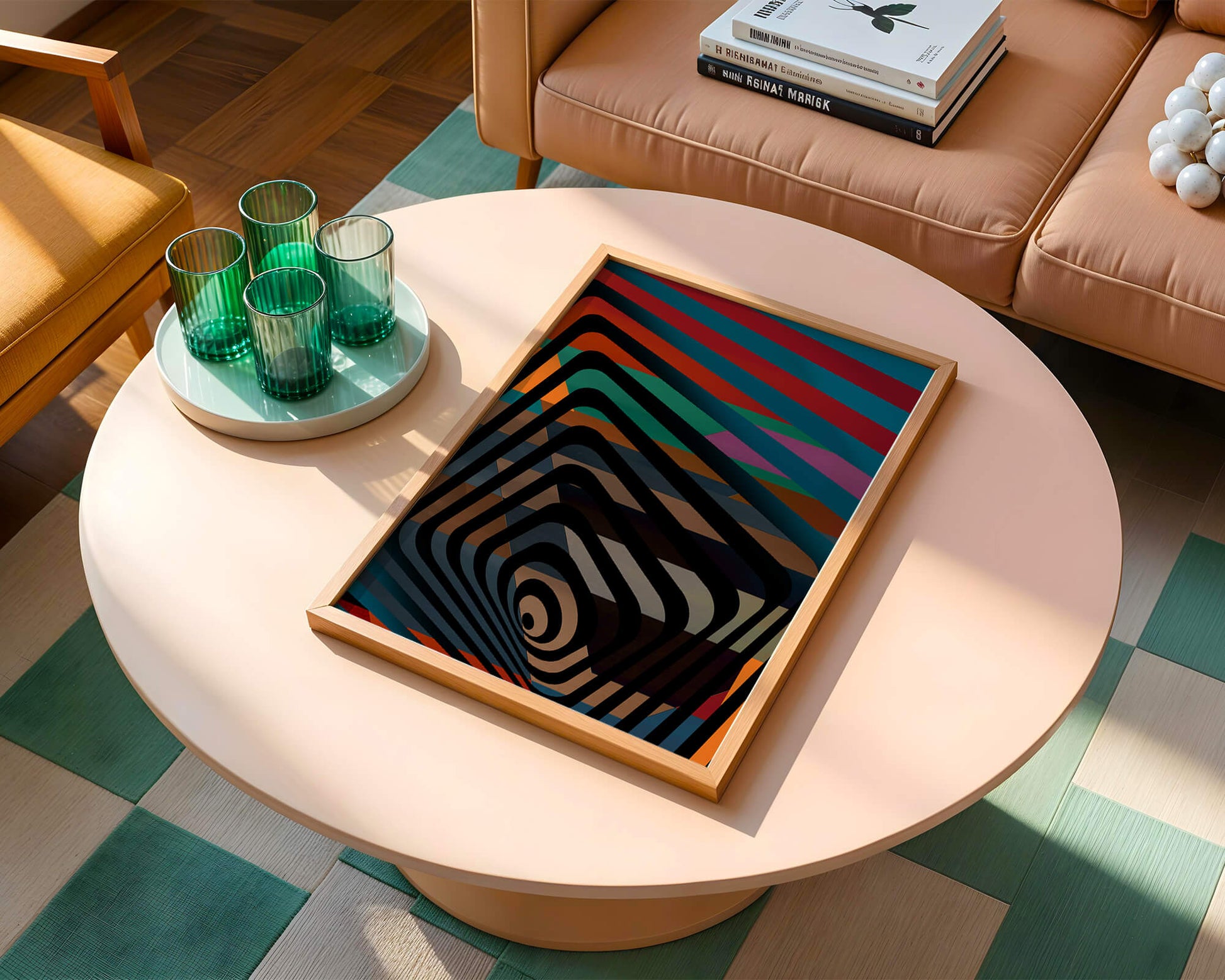 Colorful Geometric Abstract Art with Concentric Stripes