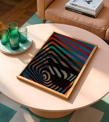 Colorful Geometric Abstract Art with Concentric Stripes