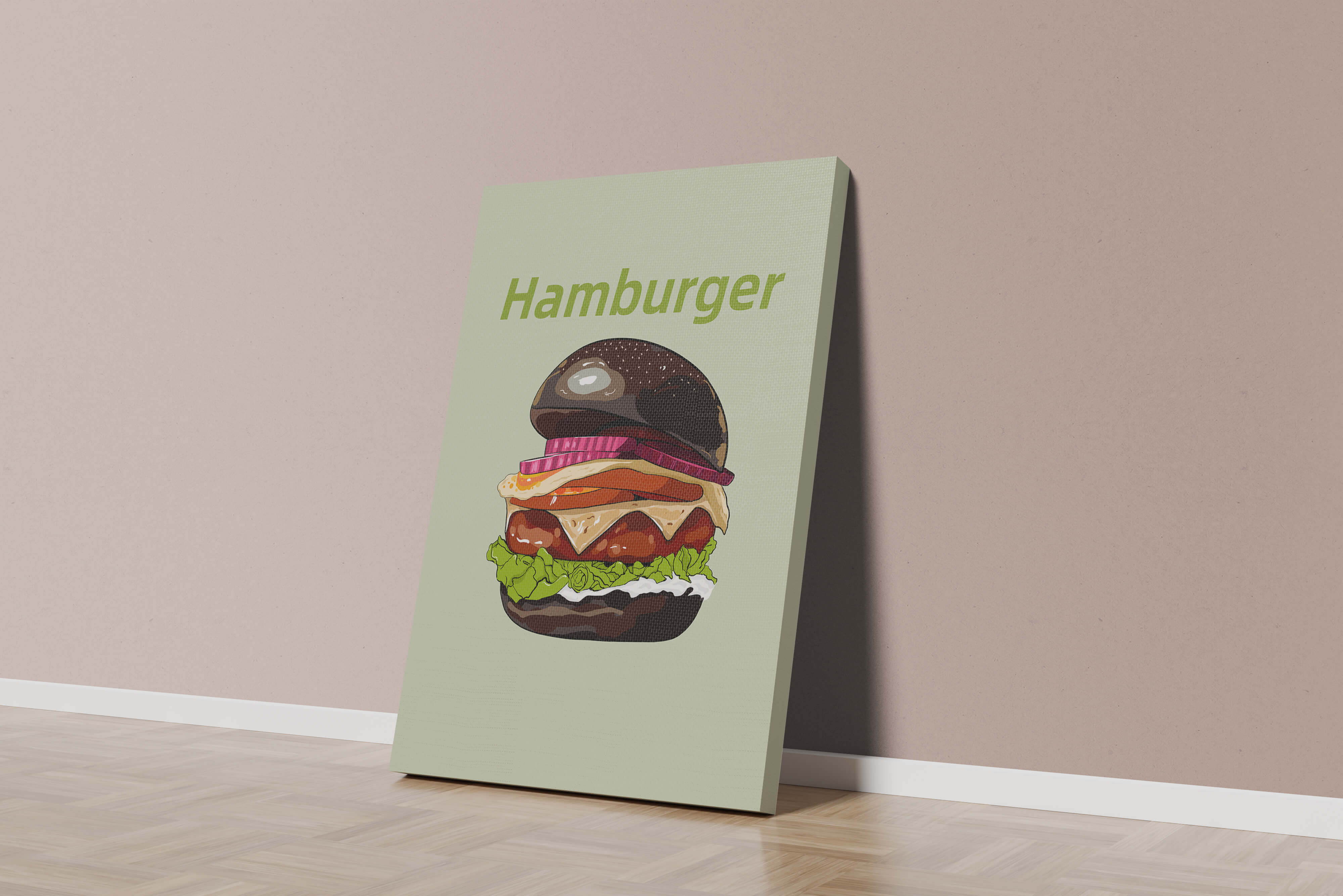 Delicious hamburger illustration with vibrant ingredients