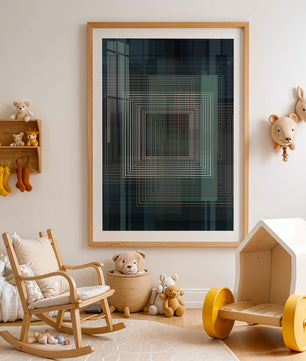 Art abstrait géométrique avec des carrés linéaires superposés