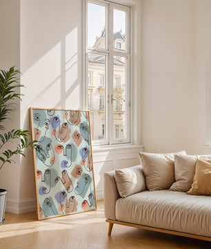 Abstract Face Line Art with Pastel Colors - Mi tienda