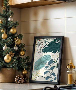 Abstract Botanical Illustration with Colorful Leaf Patterns