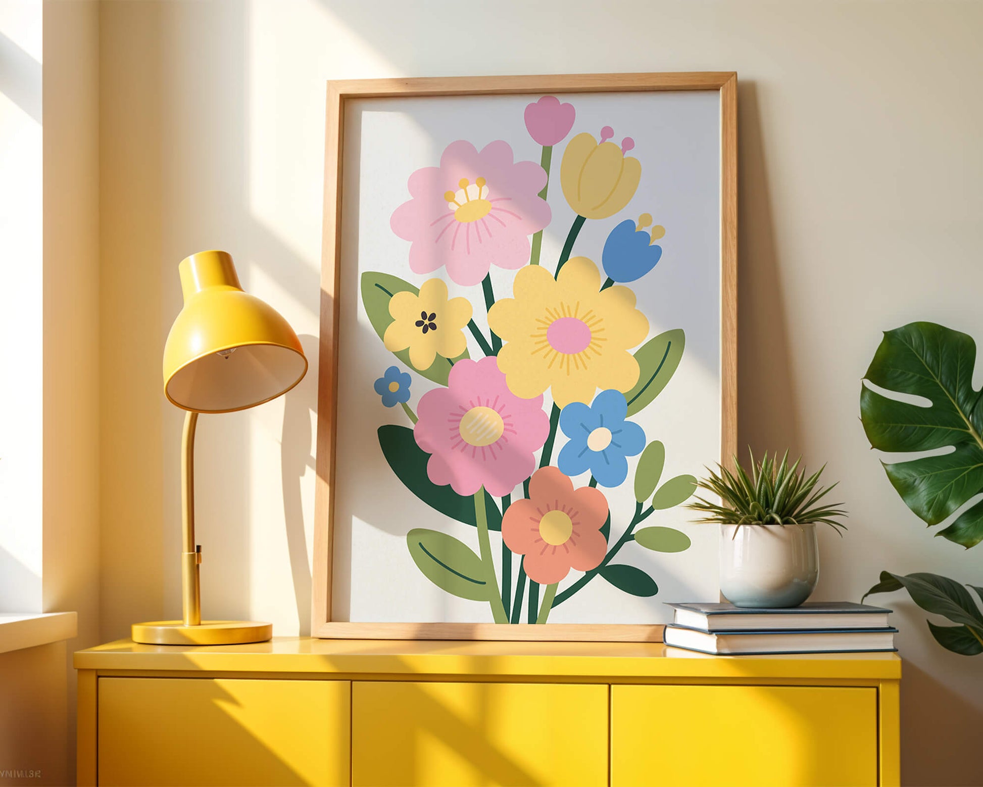 Ramo ilustrado de flores coloridas