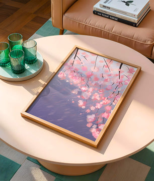 Beautiful cherry blossoms with artistic watercolor effect