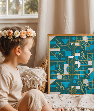 Design abstrait géométrique avec des accents dorés
