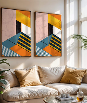 Abstraktes geometrisches Design mit Marmor- und Goldtexturen