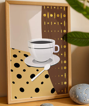 Contemporary Coffee Art with Geometric Patterns and Gold Accents - Mi tienda