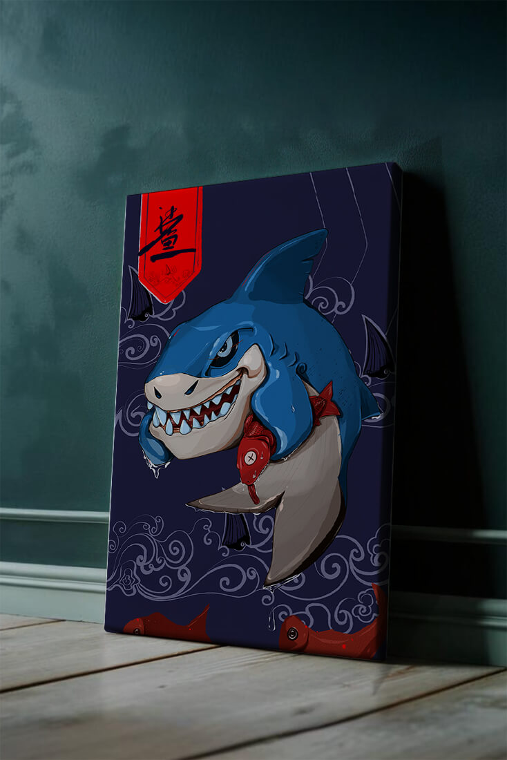 Playful illustration of a cartoon shark with nautical elements