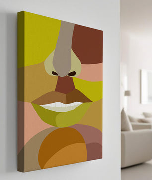 Retrato abstracto colorido con formas geométricas audaces