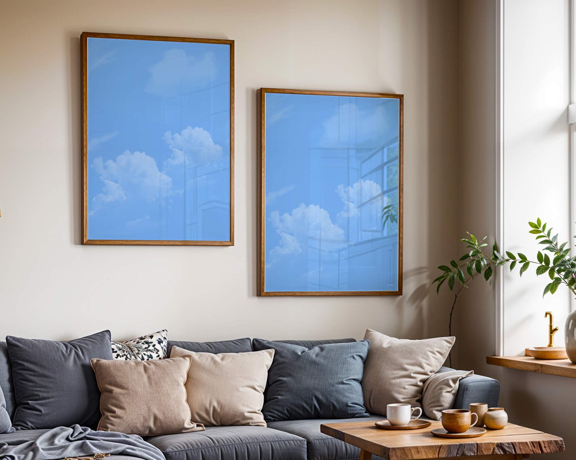 Cielo azul brillante con nubes blancas esponjosas