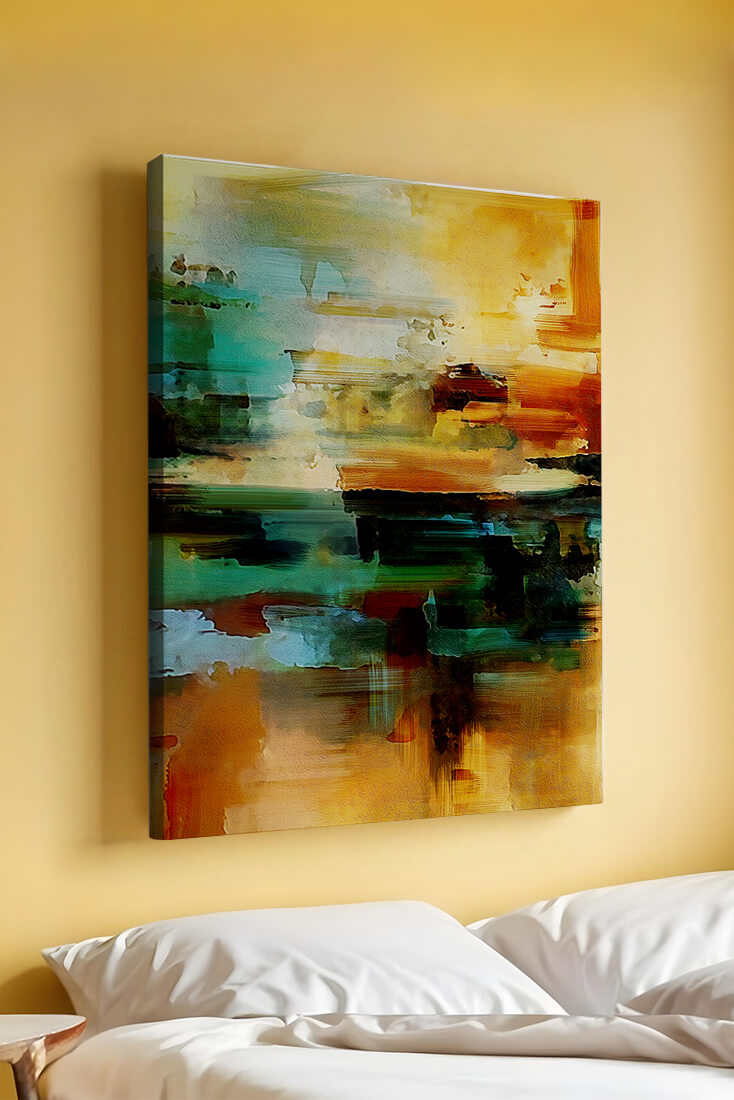 Abstract Landscape with Vivid Colors and Dynamic Brushstrokes