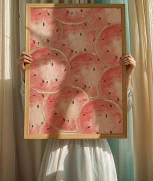 Watercolor watermelon slice pattern full of vibrant summer vibes