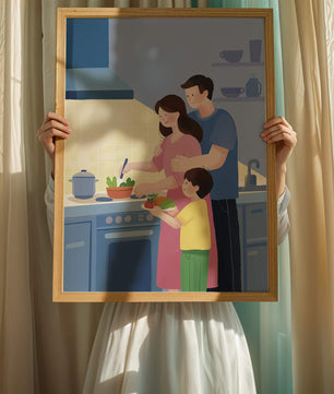 Family Cooking Together in a Modern Kitchen