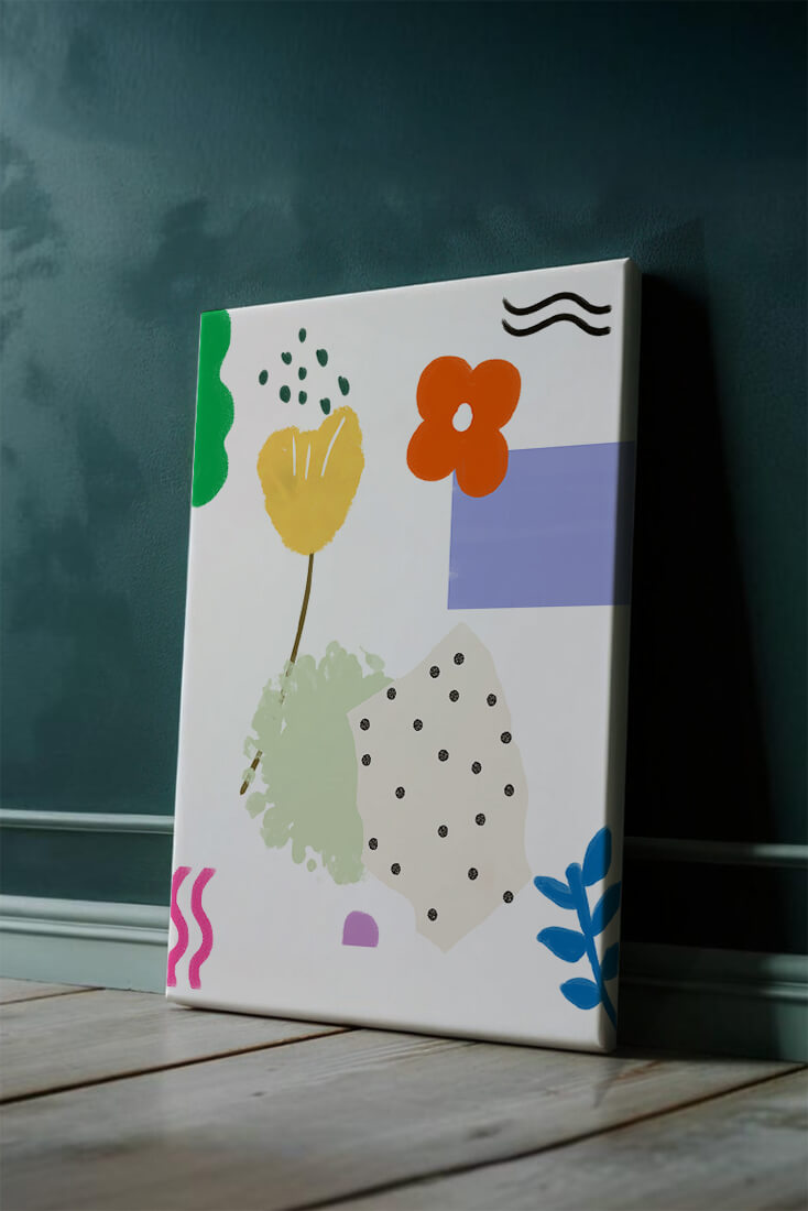 Abstract floral design with colorful geometric shapes