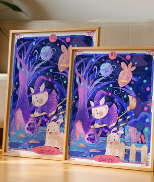 Whimsical zodiac scorpio scene with a magical theme