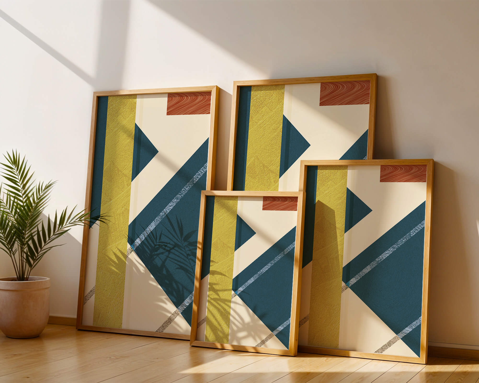 Contemporary abstract geometric art with vibrant colors