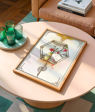 Design floral élégant avec vase et accents dorés
