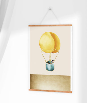 Charming Hot Air Balloon Illustration with Golden Accents