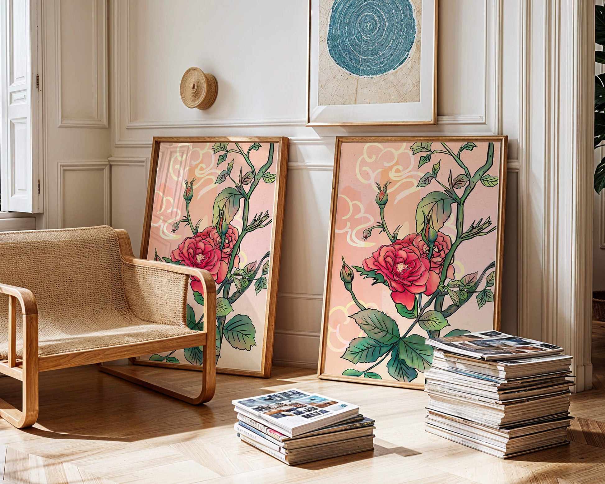 Ilustración Elegante de Rosa con Fondo Pastel Suave