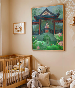 Traditional Chinese Pavilion with Women in Garden Scene - Mi tienda
