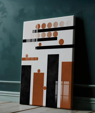 Abstract Geometric Art with Circles and Bars in Earth Tones