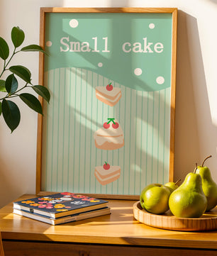 Charming illustration of small cakes with cherries