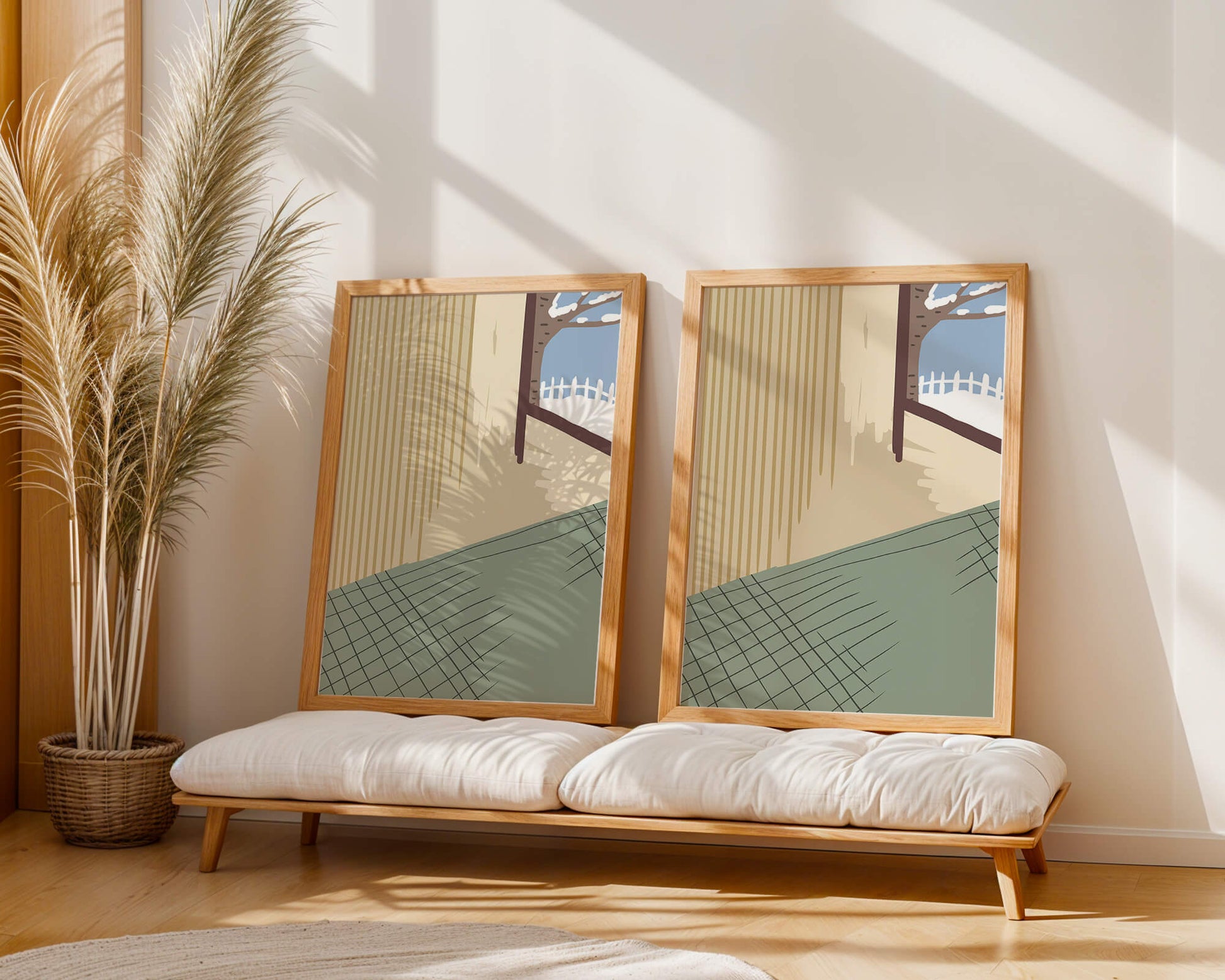 Interior Scene with Winter View Through a Window