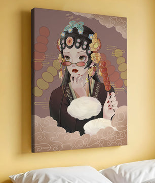 Elegant woman in traditional attire with floral hairpiece